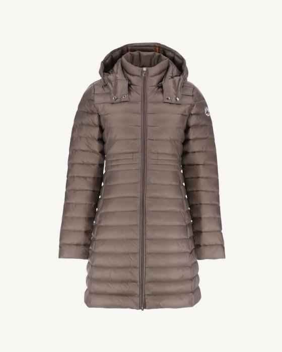 Jott New In Long Hooded Down Jacket Taupe Vero