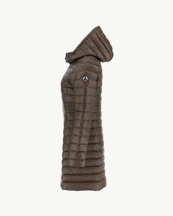 Jott New In Long Hooded Down Jacket Taupe Vero