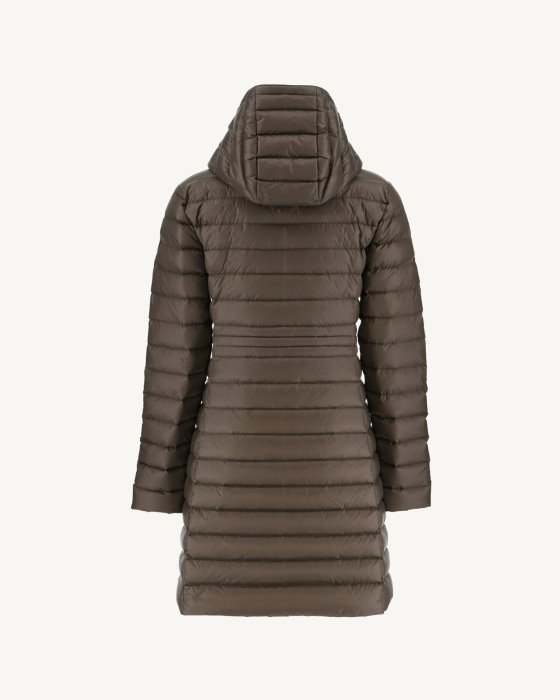 Jott New In Long Hooded Down Jacket Taupe Vero
