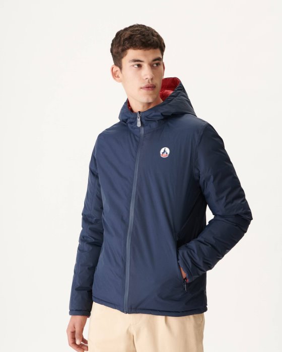 Jott New In Marine/Rouge Reversible Hooded Puffer Jacket Bergen