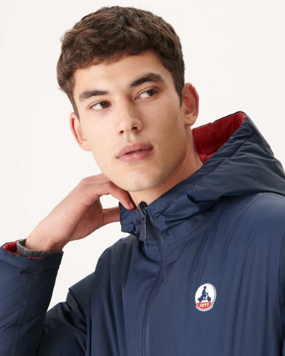 Jott New In Marine/Rouge Reversible Hooded Puffer Jacket Bergen