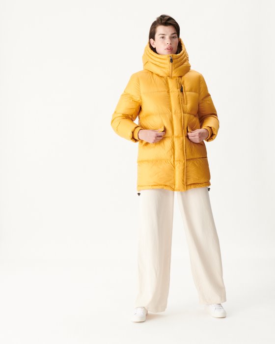 Jott New In Moutarde Extreme Cold Delhi Hooded Puffer Jacket