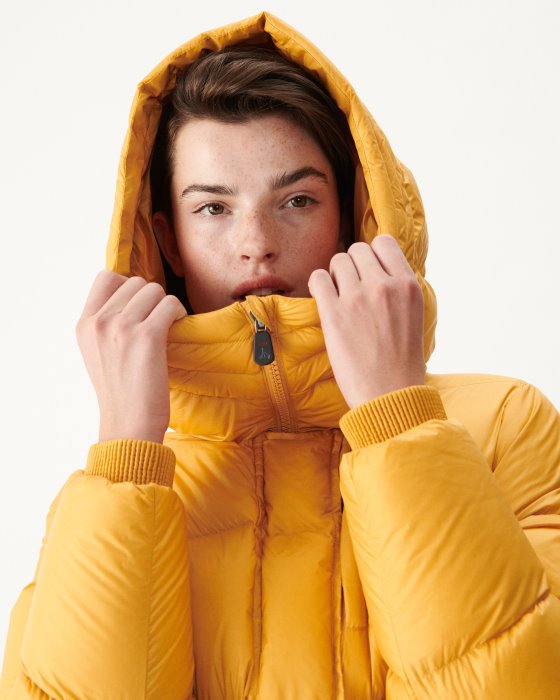 Jott New In Moutarde Extreme Cold Delhi Hooded Puffer Jacket