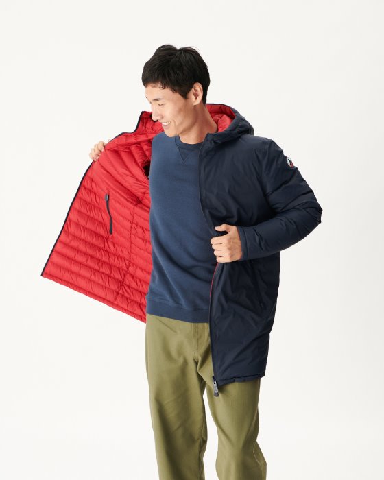 Jott New In Navy Blue/Red Reversible Light Puffer Jacket Amsterdam