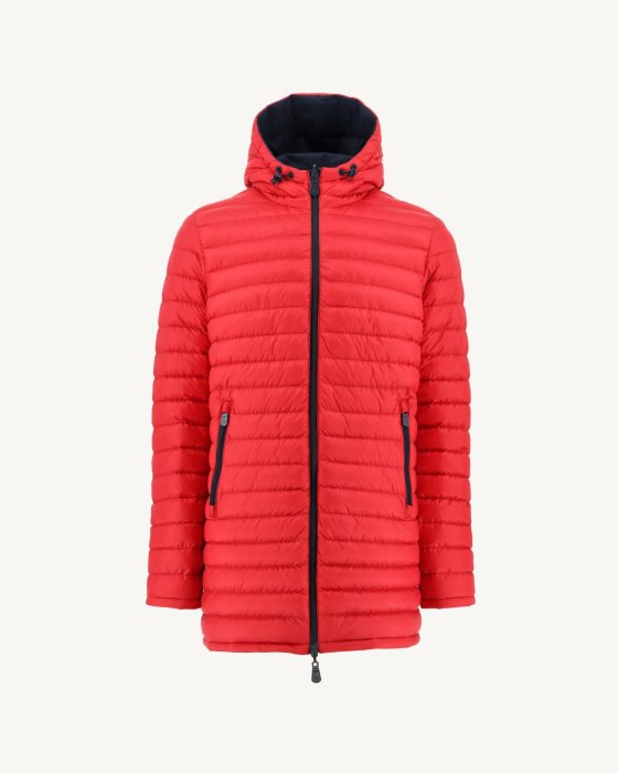 Jott New In Navy Blue/Red Reversible Light Puffer Jacket Amsterdam