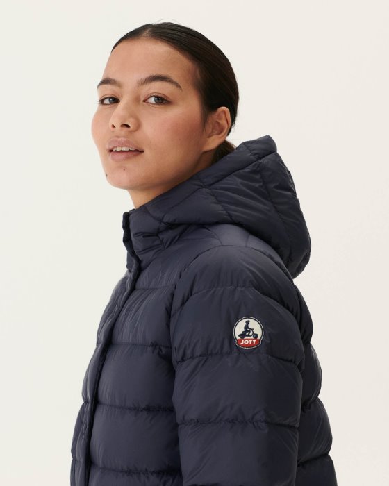 Jott New In Navy Jane Straight Hooded Puffer Jacket