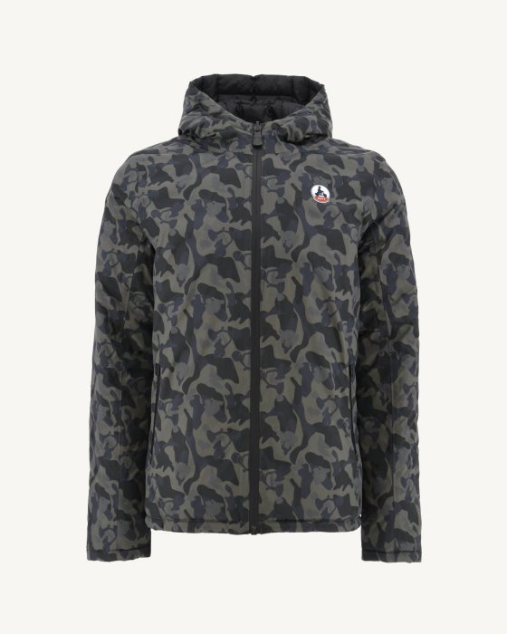 Jott New In Print Militaire/Noir Reversible Hooded Puffer Jacket Bergen