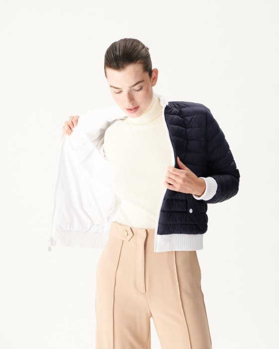 Jott New In Reversible Down Jacket Blanc/Marine Hanoi