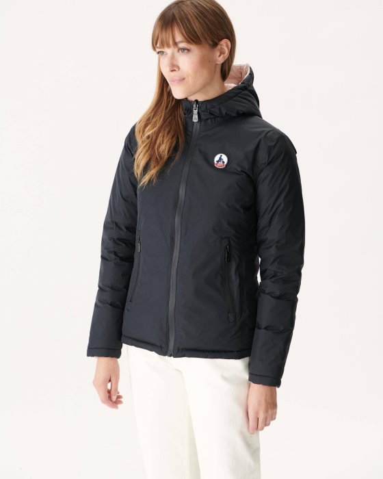 Jott New In Reversible Down Jacket Noir/Rose Pale Vienna