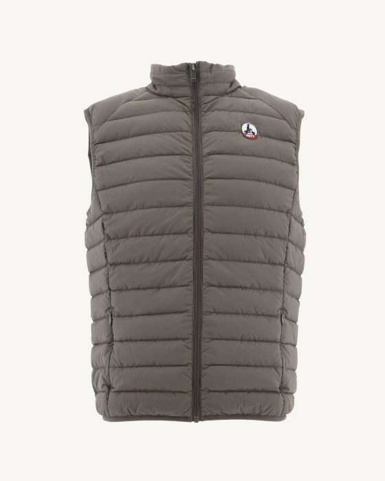 Jott New In Taupe Arafo Stretch Sleeveless Puffer Jacket