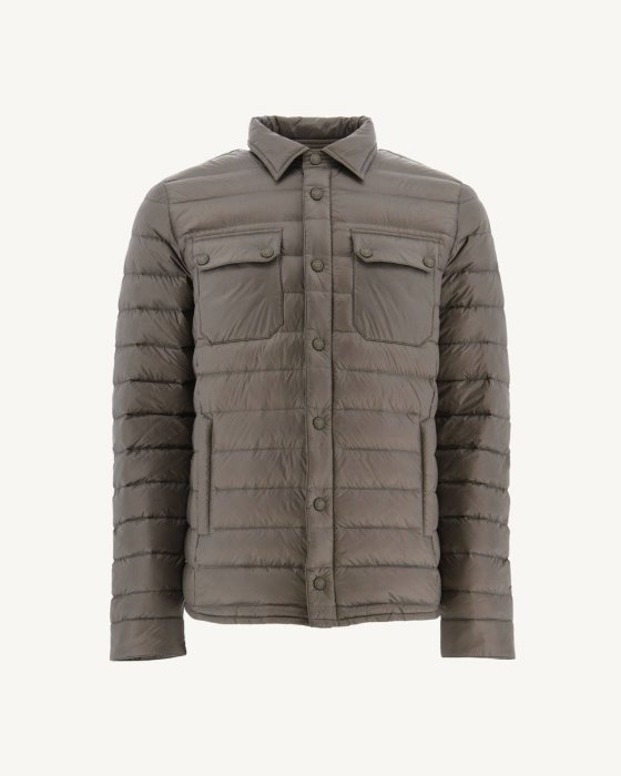 Jott New In Taupe Cris Lightweight Shirt Collar Puffer Jacket