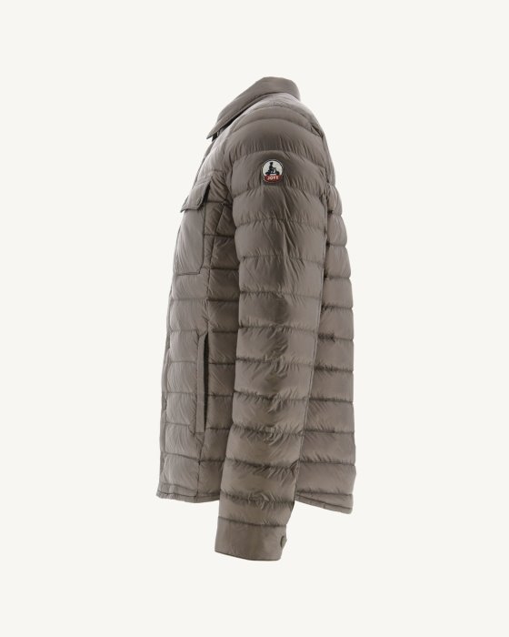 Jott New In Taupe Cris Lightweight Shirt Collar Puffer Jacket