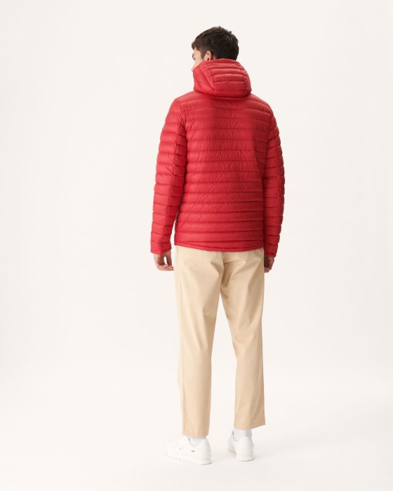 Navy Blue/Red Reversible Hooded Puffer Jacket Bergen Jott New In