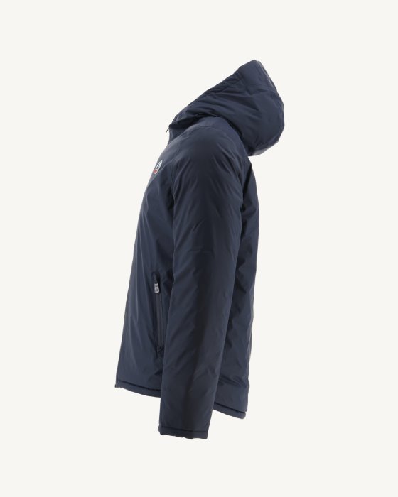 Navy Blue/Red Reversible Hooded Puffer Jacket Bergen Jott New In