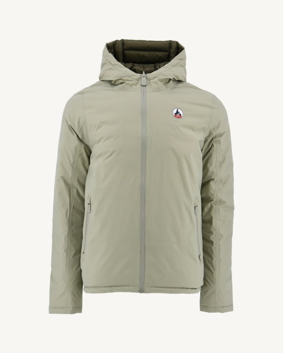 Sauge/Army Reversible Hooded Puffer Jacket Bergen Jott New In