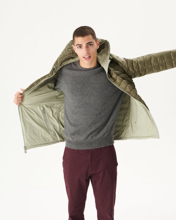Sauge/Army Reversible Hooded Puffer Jacket Bergen Jott New In