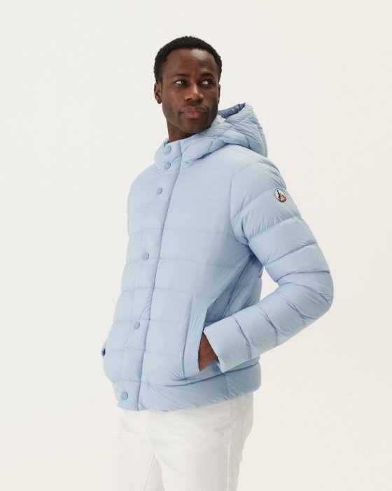 Soft Blue Jorge Hooded Puffer Jacket Jott New In