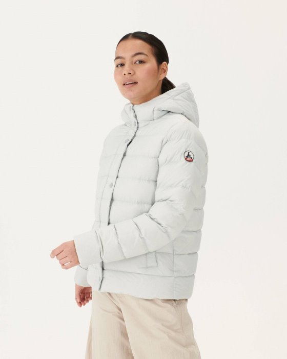 Soft Grey Jane Straight Hooded Puffer Jacket Jott New In